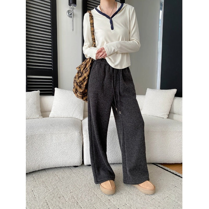 Damen lässige Sweatpants mit elastischem Bund und weitem Bein Drune