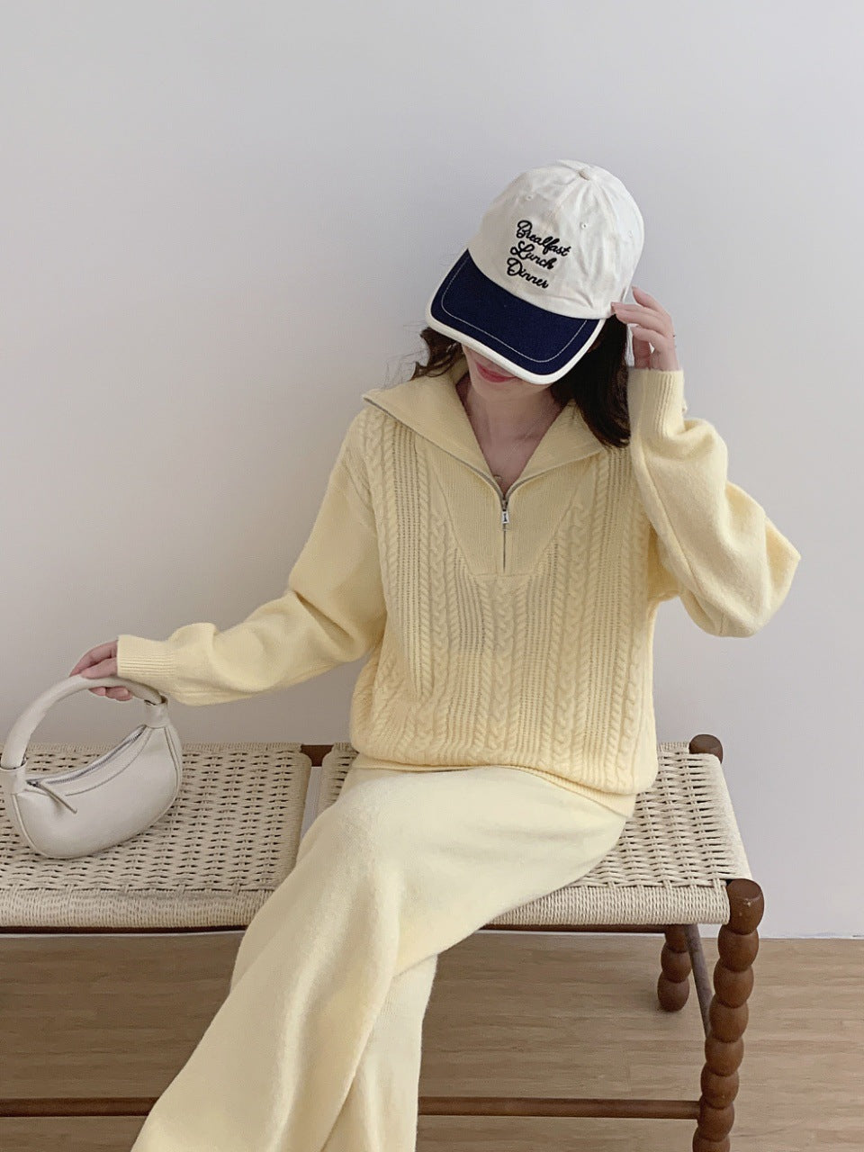 Damen Sportlicher Wollpullover mit hohem Kragen Drune