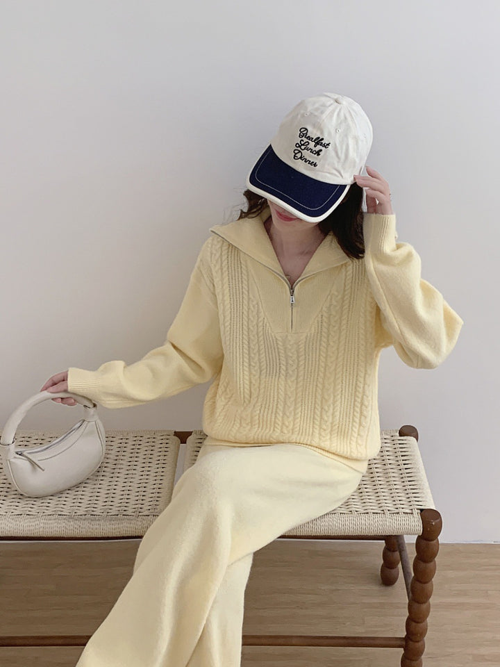 Damen Sportlicher Wollpullover mit hohem Kragen Drune
