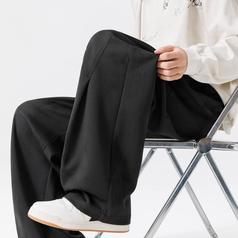 Herren Extraweite Relax-Freizeithose aus French-Terry mit Tunnelzug, Bügelfalten & Oversize-Bein Drune