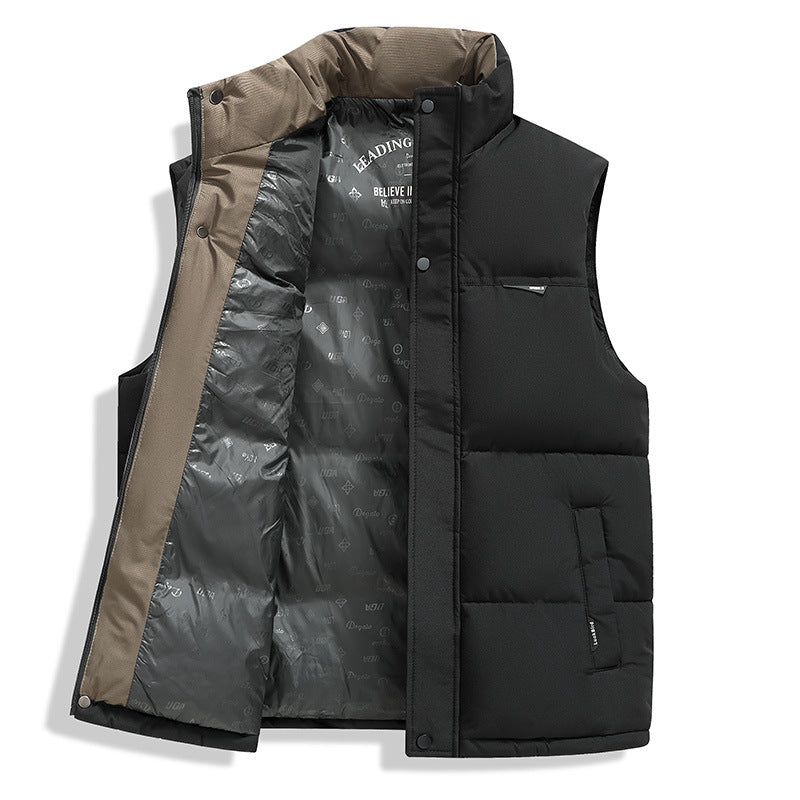 Herren Thermo-Pufferweste mit verstärktem Kragen, Zweifachverschluss & Futter mit Logo-Print Drune