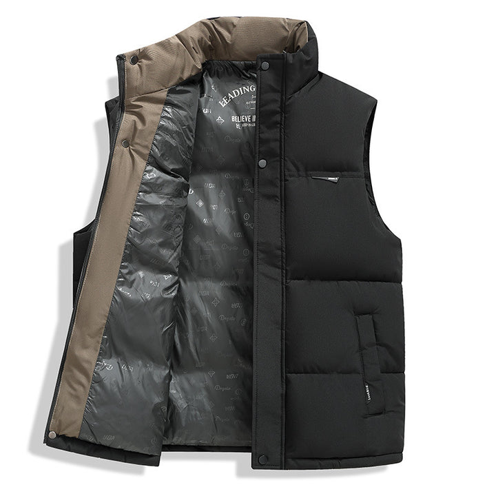 Herren Thermo-Pufferweste mit verstärktem Kragen, Zweifachverschluss & Futter mit Logo-Print Drune