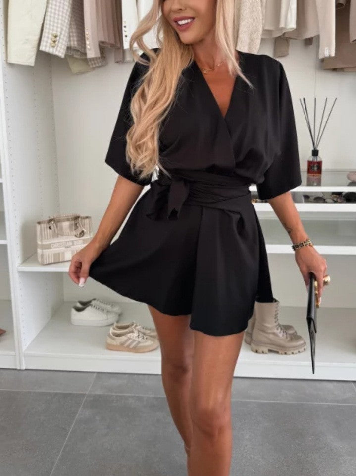 Damen Wickelkleid mit luftigen Ärmeln und eleganter Taillierung Drune
