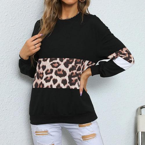 Damen Sweatshirt mit Leo‑Print und Colorblock‑Einsatz Drune