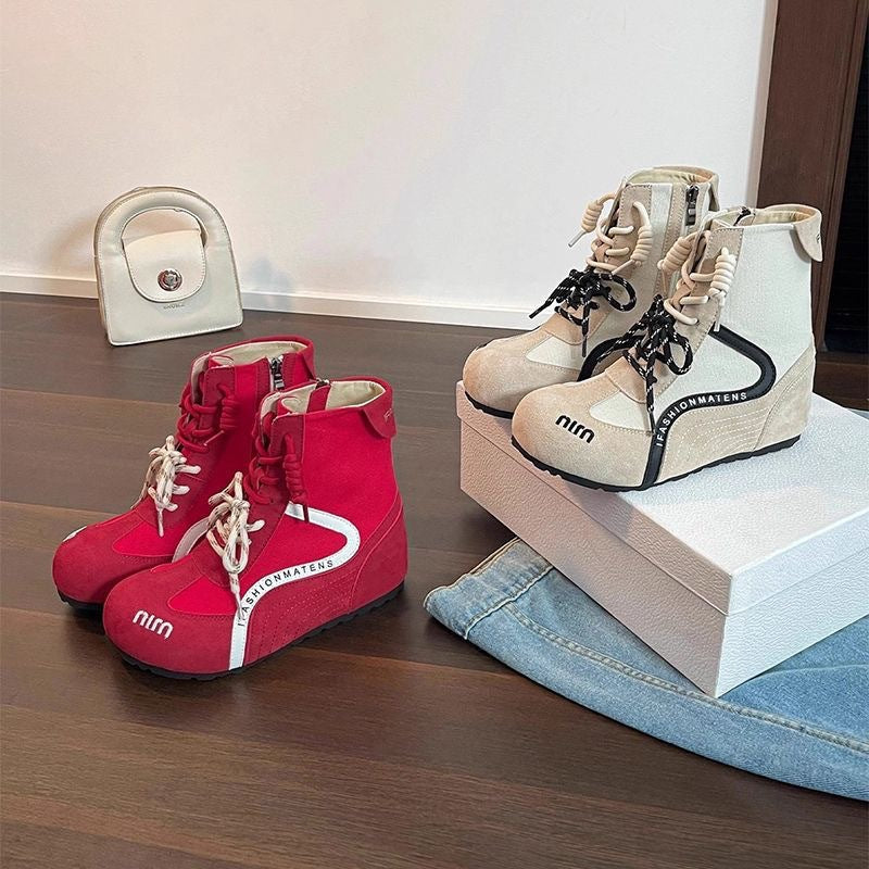 Damen High-Top Sneakers mit innovativer Schnürung und Reißverschluss Drune