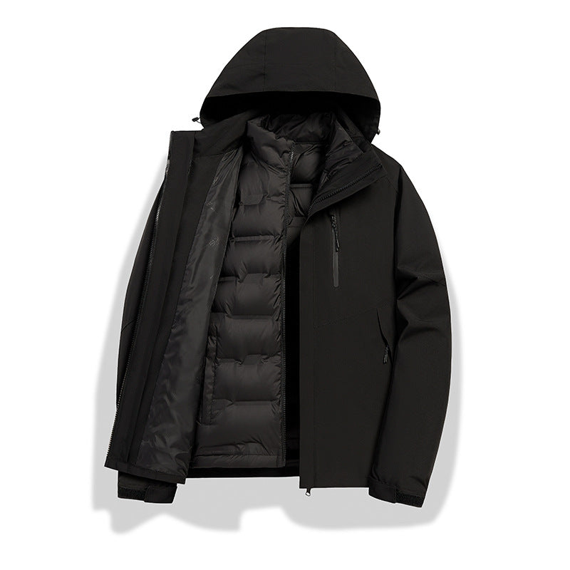 Damen 2-in-1 wasserdichte Winterjacke mit abnehmbarer Daunen-Innenweste Drune