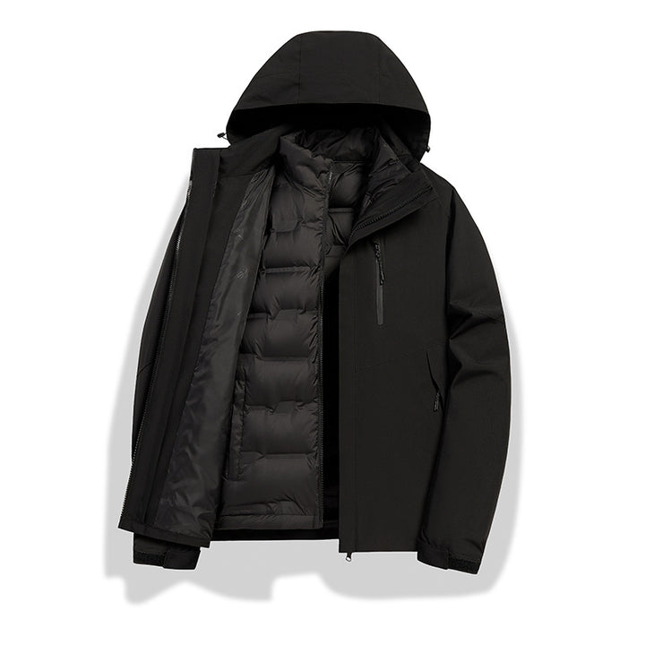 Damen 2-in-1 wasserdichte Winterjacke mit abnehmbarer Daunen-Innenweste Drune