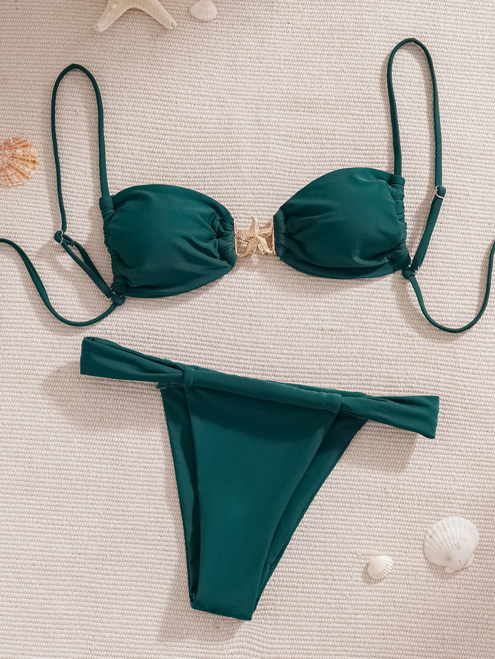 Damen Push-Up Bikini mit glamourösem Gold-Detail Drune