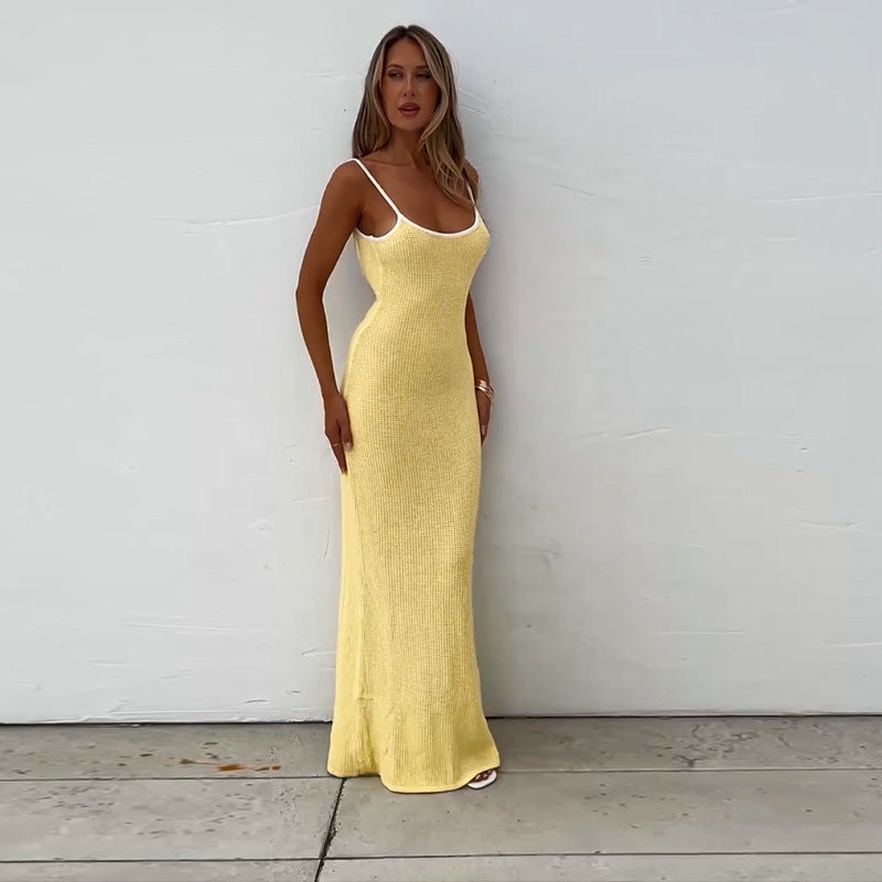 Damen figurbetontes Maxikleid mit feinem Rippstruktur-Design Drune