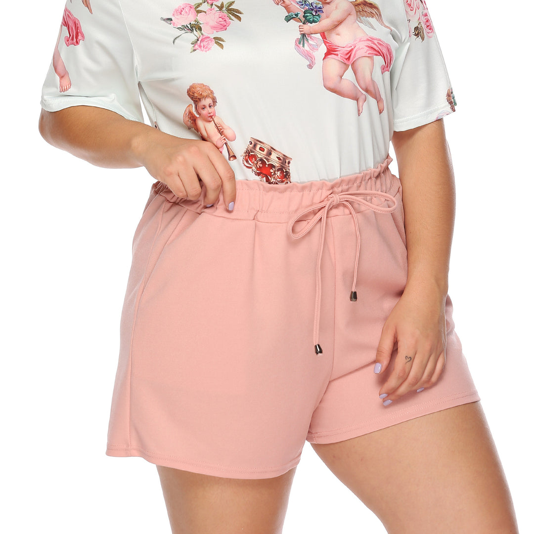 Damen lässiges Oberteil mit einzigartigem Engel-Druck und bequemen Shorts Drune