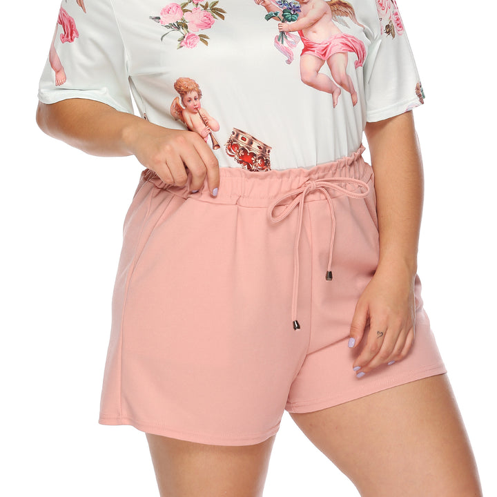 Damen lässiges Oberteil mit einzigartigem Engel-Druck und bequemen Shorts Drune