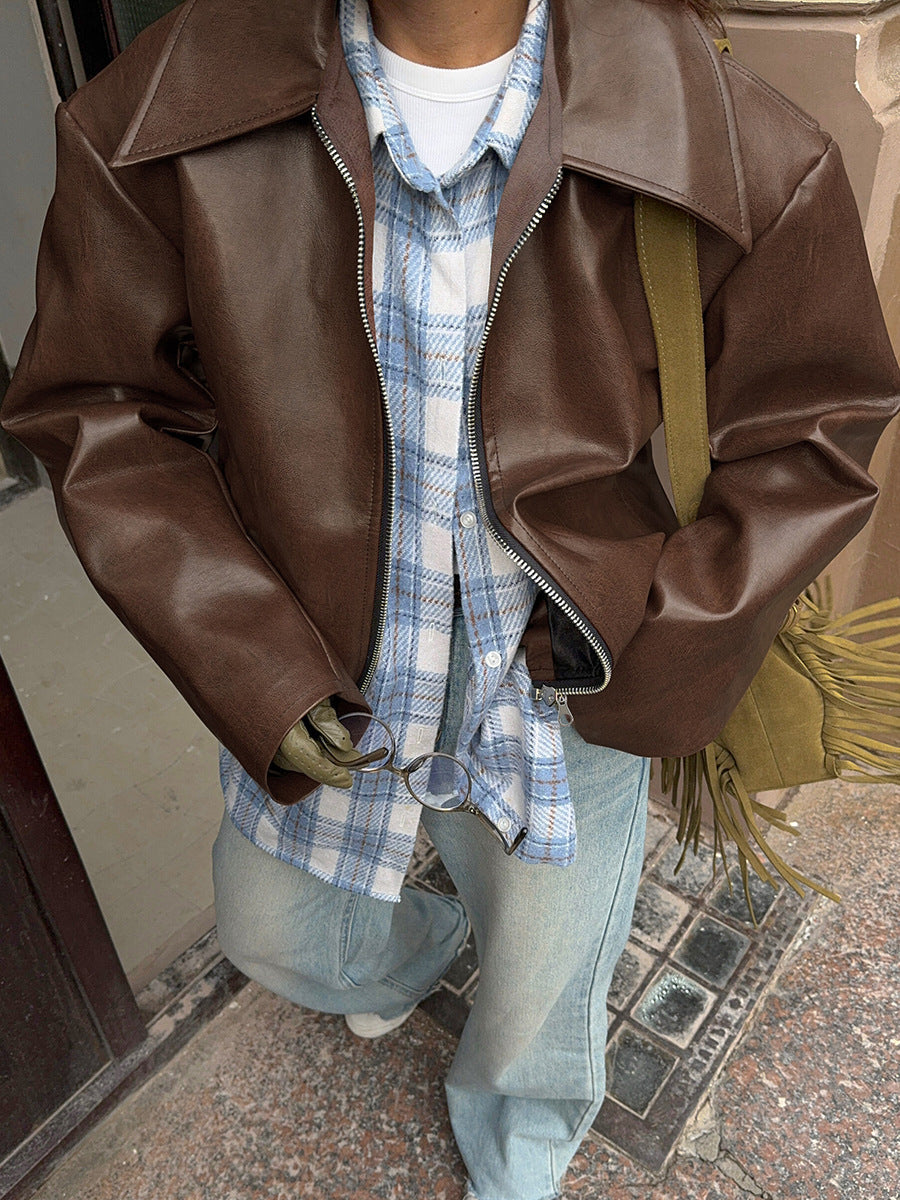 Drune | Lift Matte Cropped Pu-Leder Bikerjacke