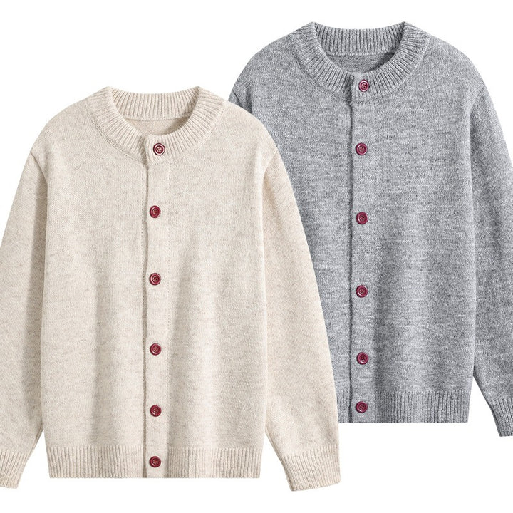 Damen Oversize-Strickjacke mit Rundhalsausschnitt, Rippsaum & Kontrastknöpfen Drune