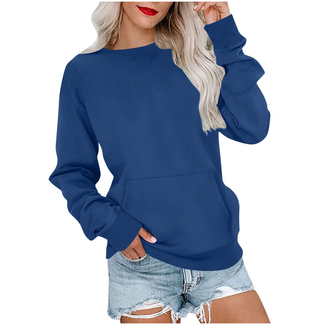 Damen Lockeres Sweatshirt mit Rundhalsausschnitt und Kängurutasche Drune