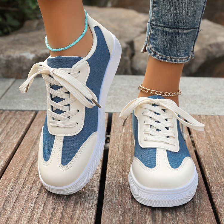 Damen Plateau‑Sneaker im Denim‑Look mit gepolstertem Komfortfußbett und Elastik‑Schnürung Drune