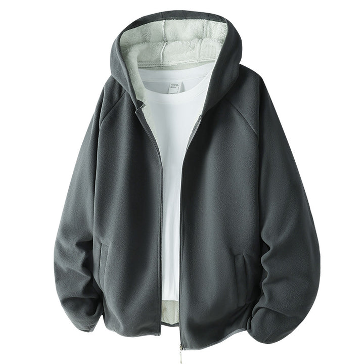 Unisex Fleecejacke mit Teddyfutter und Kapuze Drune