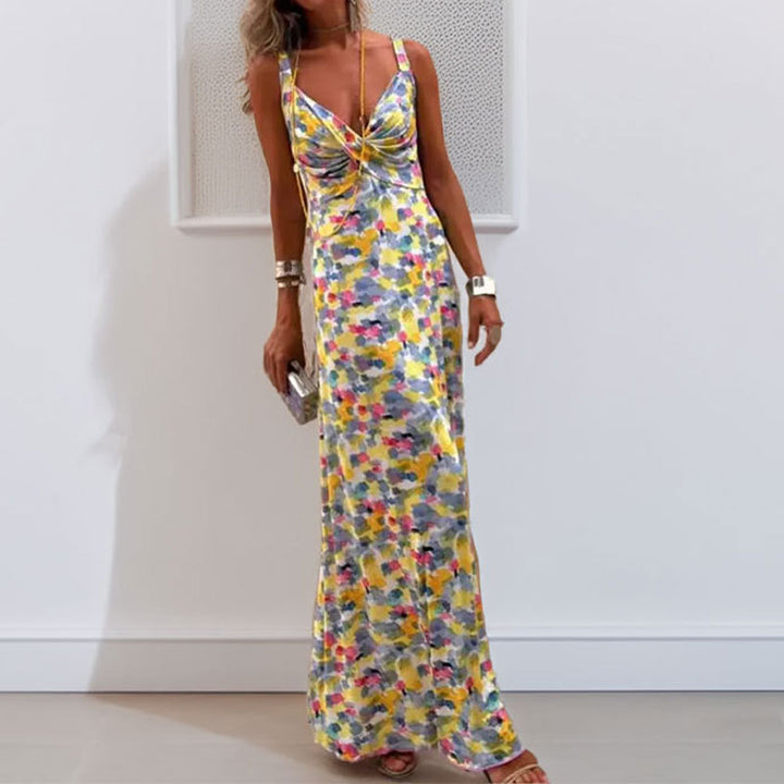 Damen Maxikleid mit kunstvollem Wickeldesign und floralem Muster Drune