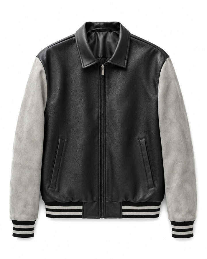 Herren Modische Kunstleder Bomberjacke Drune