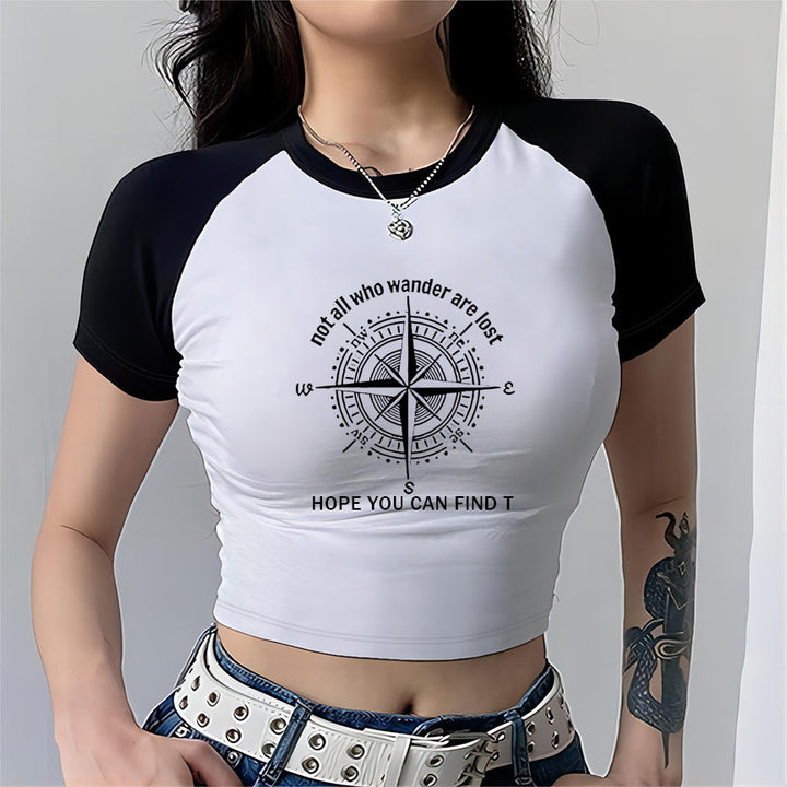 Damen Crop-Top mit motivierendem Schriftzug und lässigem Schnitt Drune