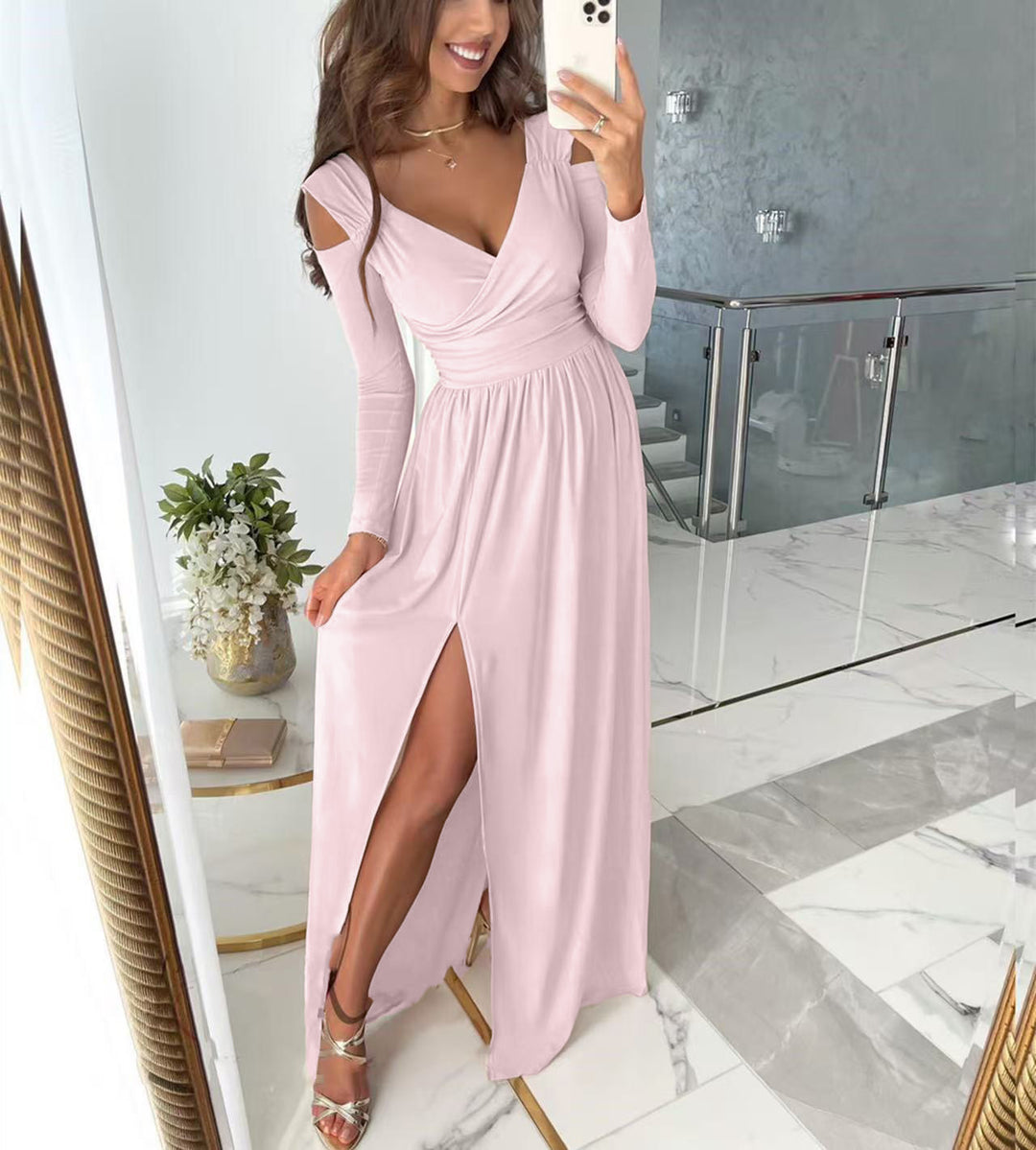 Damen Maxi-Kleid mit elegantem Wickeldesign und seitlichem Schlitz Drune