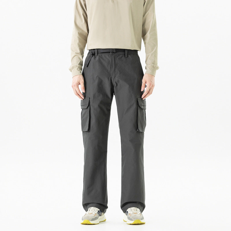 Herren Utility-Cargohose im technischen Trekking-Stil mit integriertem Gürtel und Mehrfach‑Taschen Drune