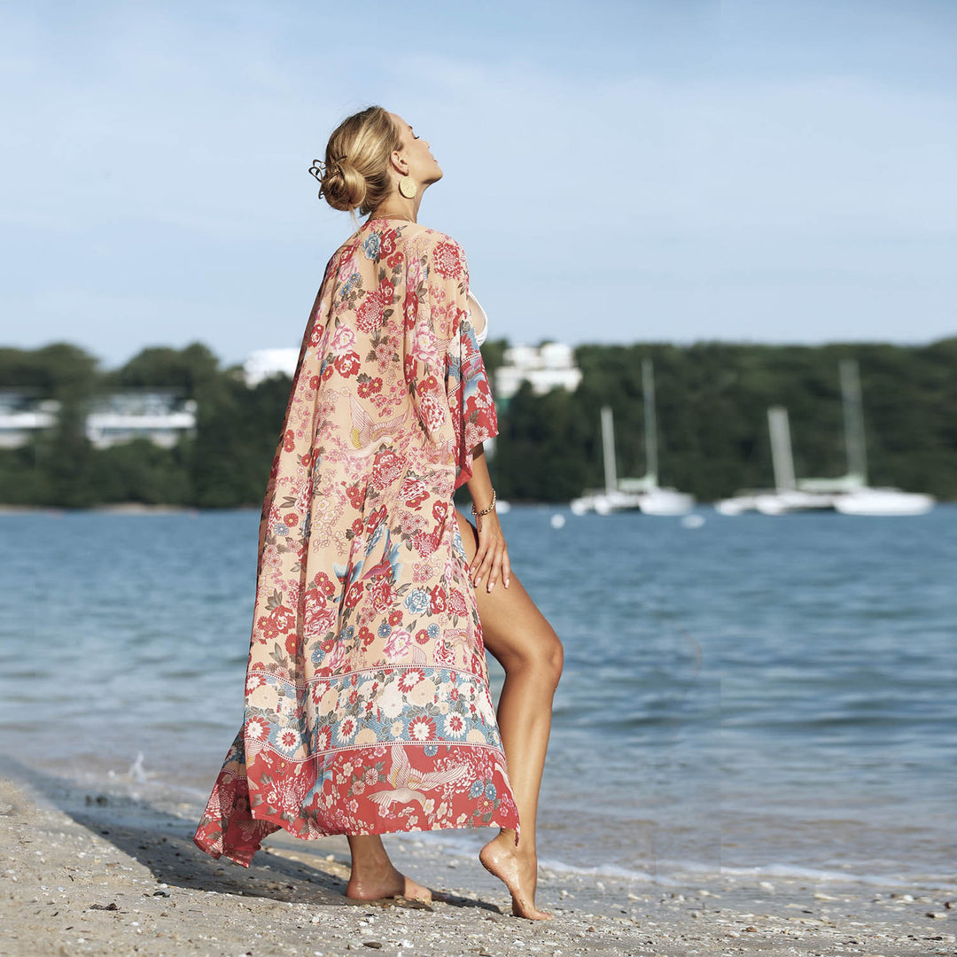 Damen luftige Strandkatze mit floralem Motiv Drune