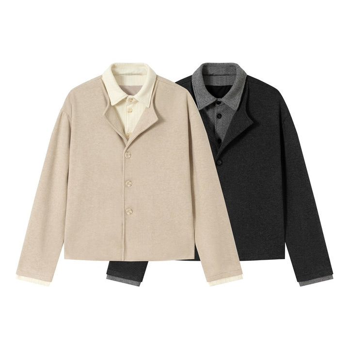 Herren Kurzblouson im Layer‑Look mit Kontrastkragen Drune
