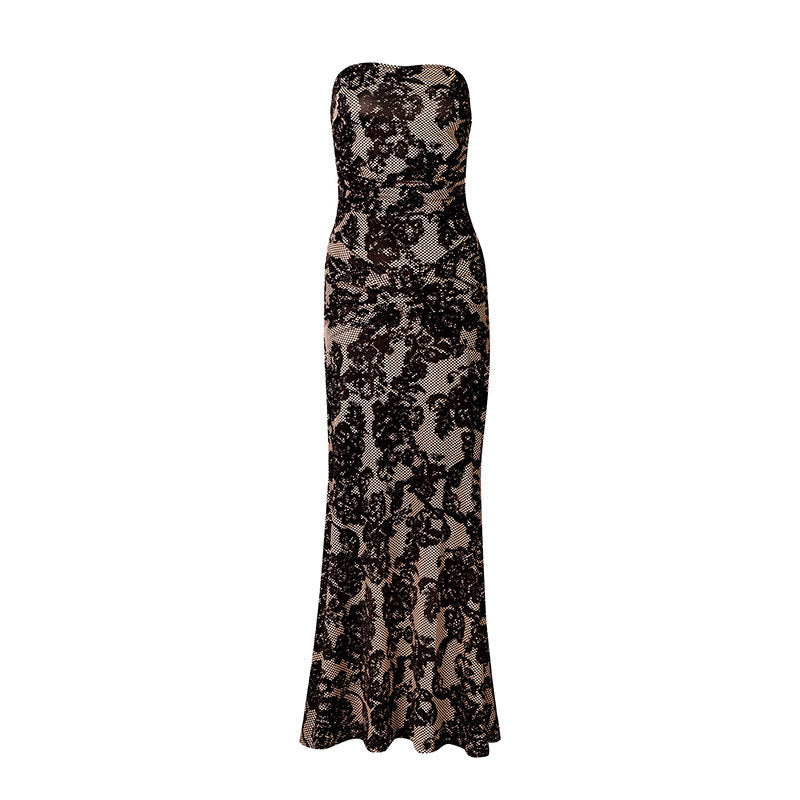 Damen Elegantes Spitzenkleid mit schmalem Schnitt und figurbetonter Silhouette Drune