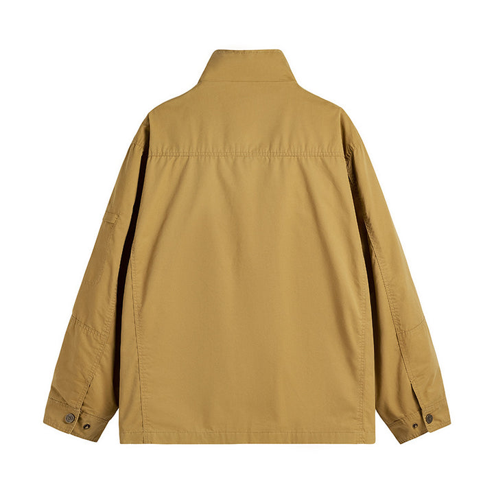 Herren leichte Utility-Feldjacke mit Stehkragen und Mehrfachtaschen Drune