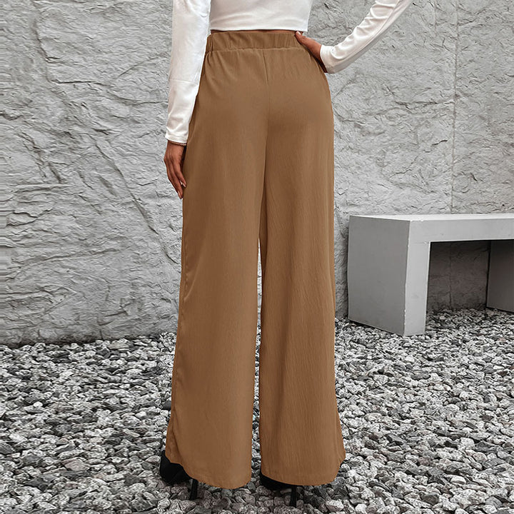 Damen Weite High-Waist-Hose mit Paperbag-Bund und Bindegürtel Drune