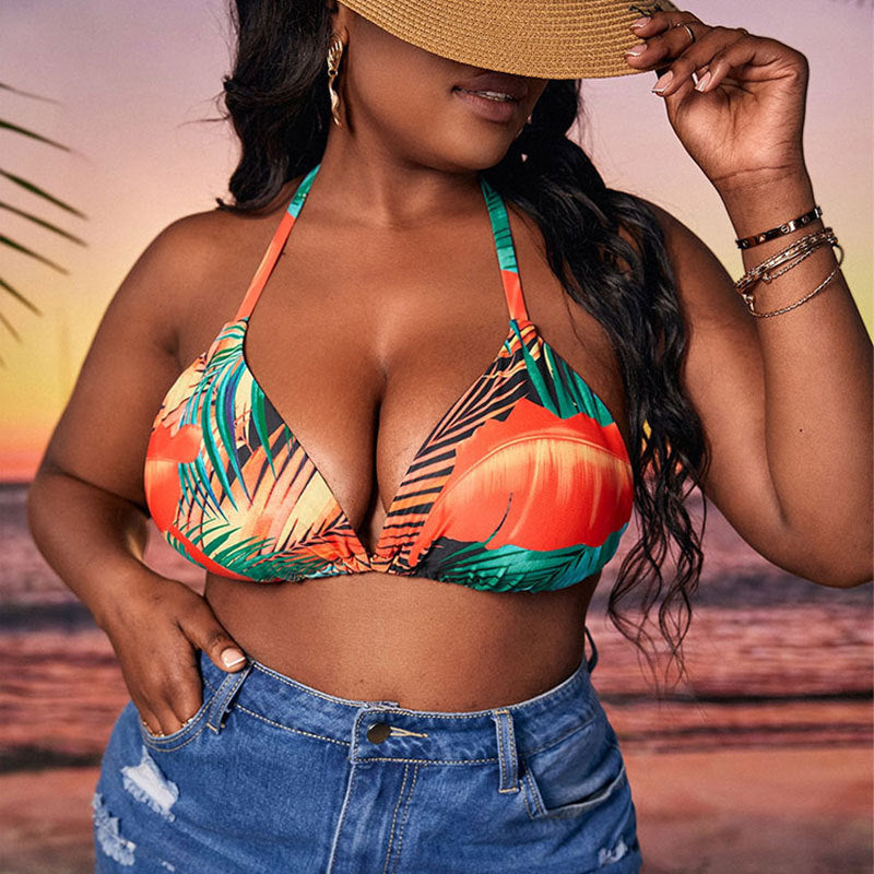 Damen Triangel-Bikini mit buntem Blumenmuster Drune