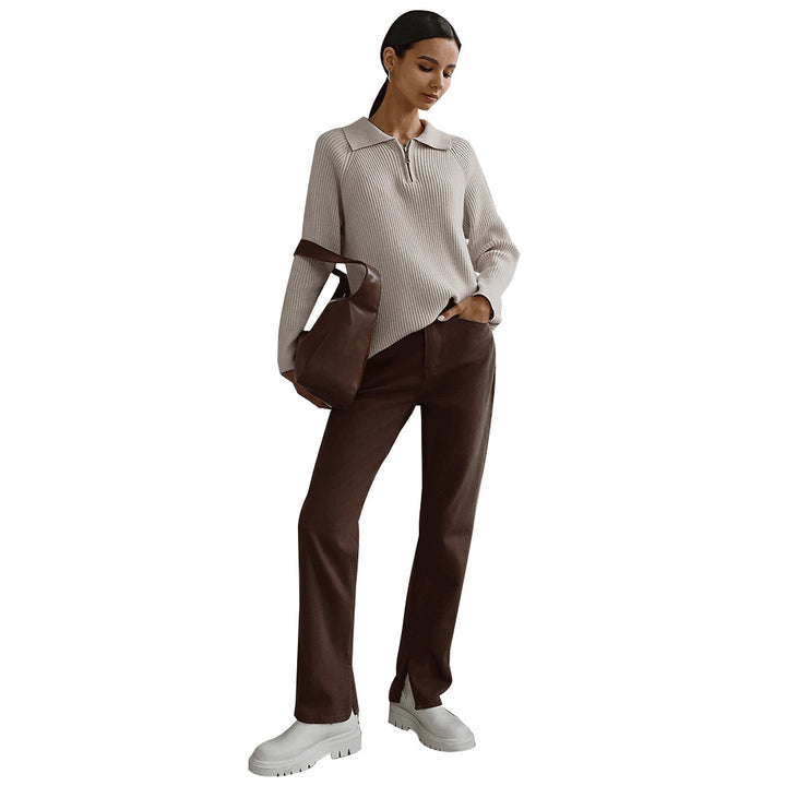 Damen Rippstrickpullover aus weichem Baumwollmix Drune