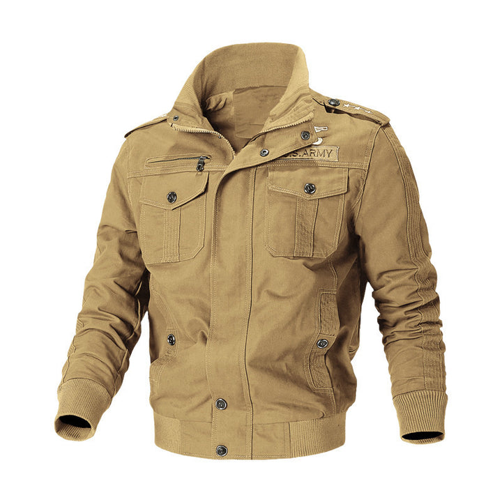 Herren Urbaner Canvas‑Pilotjacke im Military‑Look mit Brusttaschen, Epauletten und Rippbündchen Drune