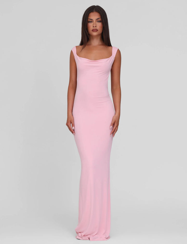 Damen nan körperbetontes Abendkleid mit quadratischem Ausschnitt und breiten Trägern Drune