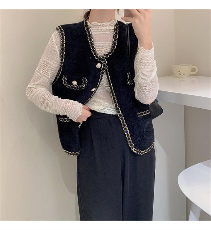 Damen Weste mit eleganter Perlenverzierung Drune