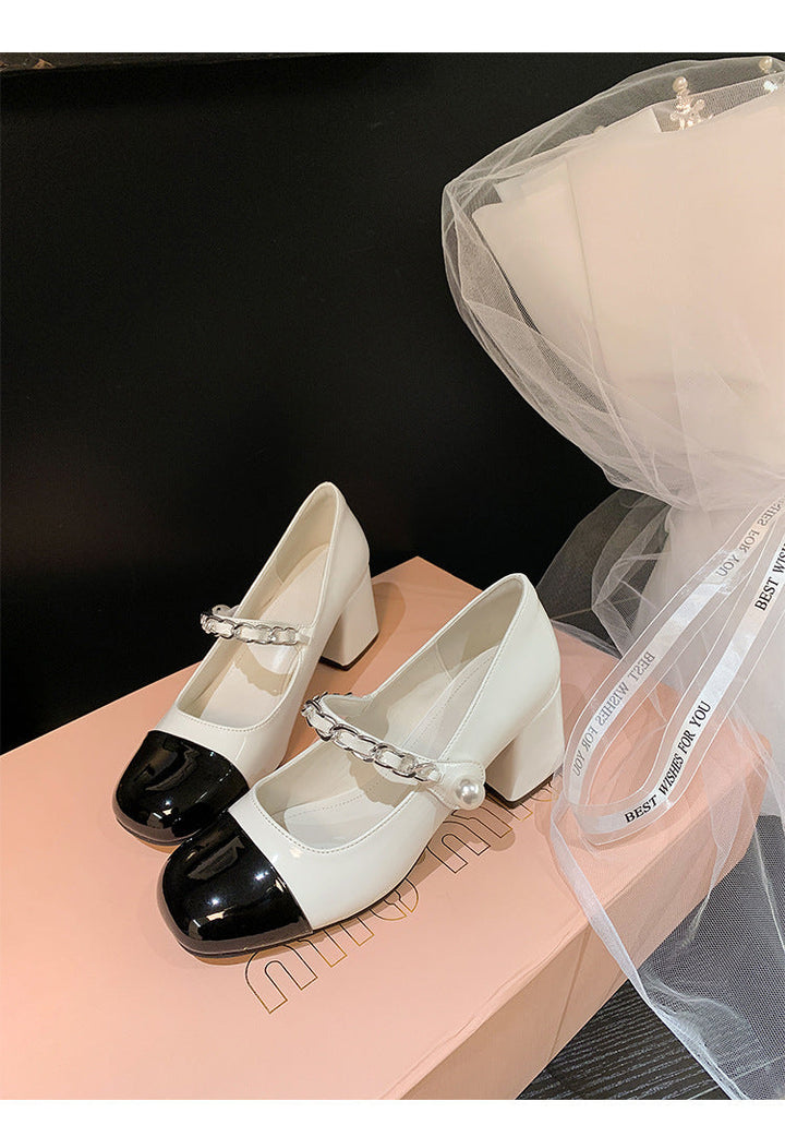 Damen Pumps mit modischem Ketten-Detail und elegantem Blockabsatz Drune