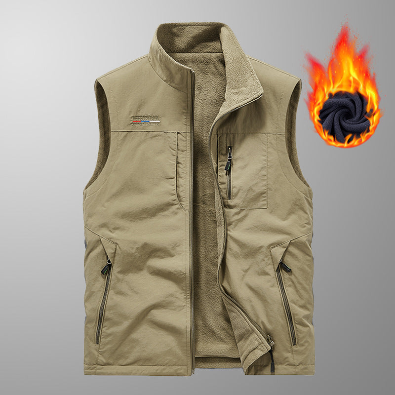 Herren gefütterte Thermo-Weste mit Fleece-Innenfutter, winddichter Außenlage und multiplen Reißverschlusstaschen Drune