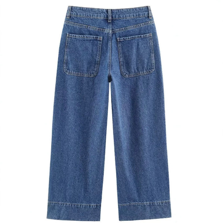 Damen Hochtaillierte Culotte-Hose mit weitem Bein und dekorativem Taillengürtel Drune