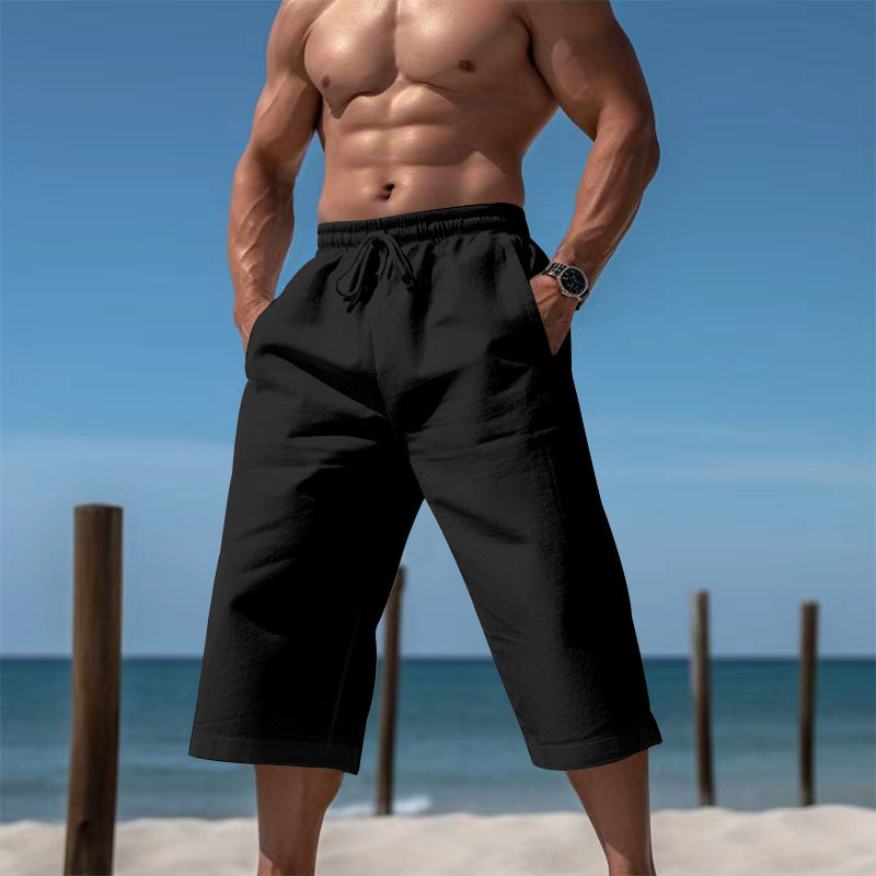 Herren nan lässige knielange Bermuda-Shorts mit elastischem Bund und Tunnelzug Drune
