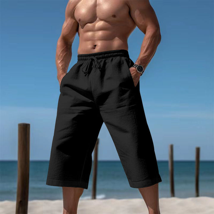 Herren nan lässige knielange Bermuda-Shorts mit elastischem Bund und Tunnelzug Drune