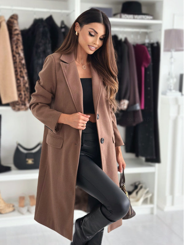Damen Klassischer Oversized-Mantel mit elegantem Reverskragen und praktischen Taschen Drune