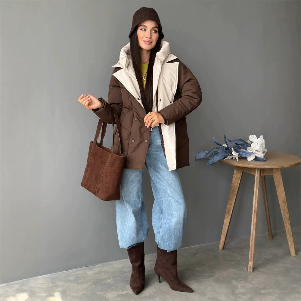 Damen wattierte Doppelreiher-Parka mit abnehmbarer gesteppter Innenweste Drune