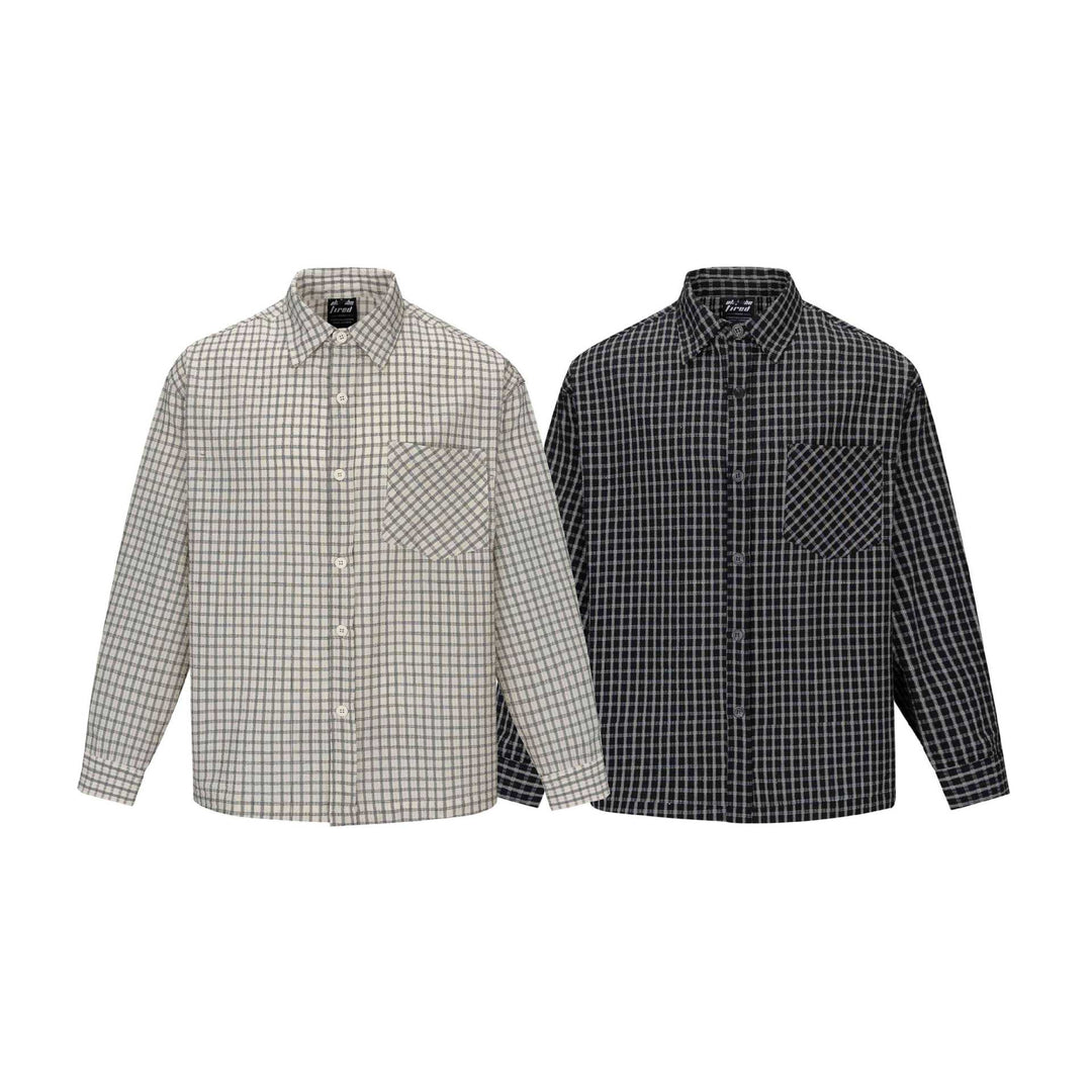 Herren Kariertes Flanellhemd im Overshirt‑Stil mit aufgesetzter Brusttasche Drune