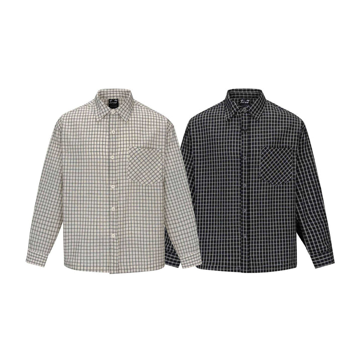 Herren Kariertes Flanellhemd im Overshirt‑Stil mit aufgesetzter Brusttasche Drune