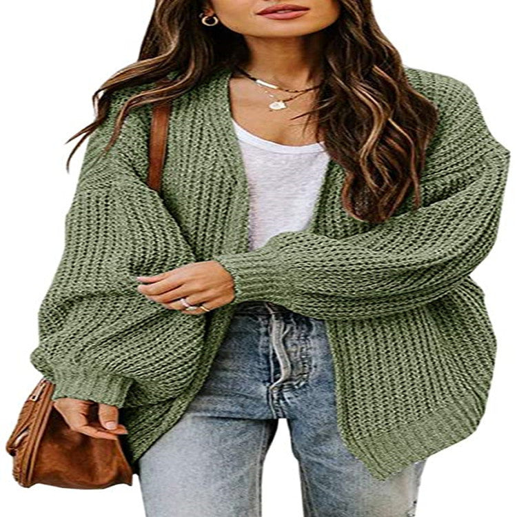 Damen Grobstrick-Pullover mit voluminösen Ärmeln und lässigem Schnitt Drune