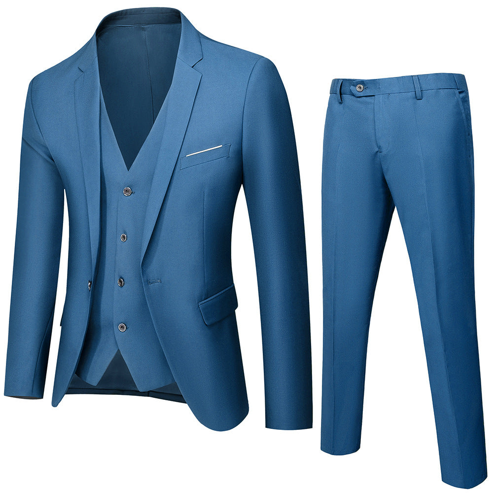 Herren nan dreiteiliges Business-Anzugset mit tailliertem Einreiher-Sakko, schmal geschnittener Weste und elegant geschnittener Anzughose Drune