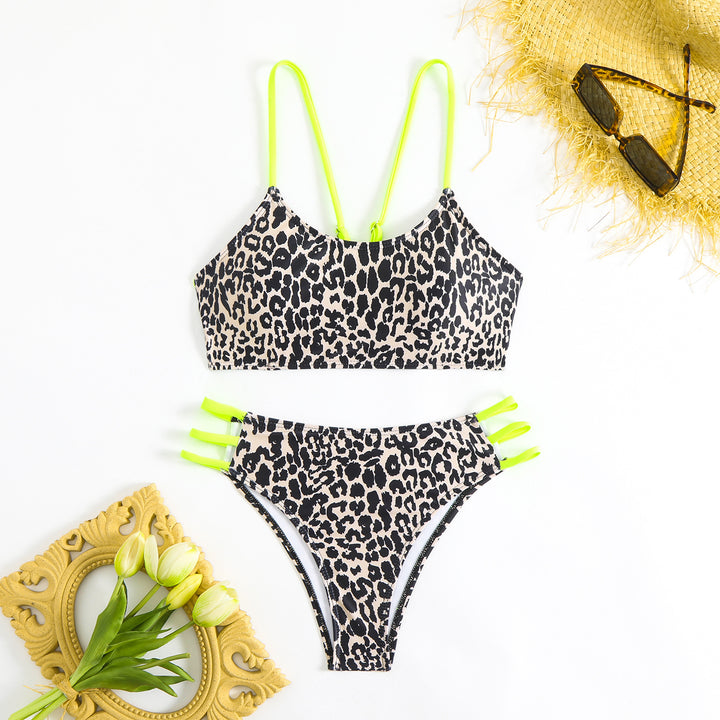 Damen Bikini-Set mit kreativem Leopardenmuster und verstellbaren Trägern Drune