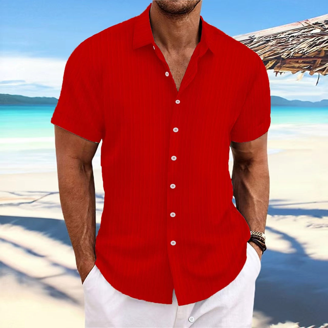 Herren Kurzarm gestreiftes lässiges Button-Up Hemd Drune
