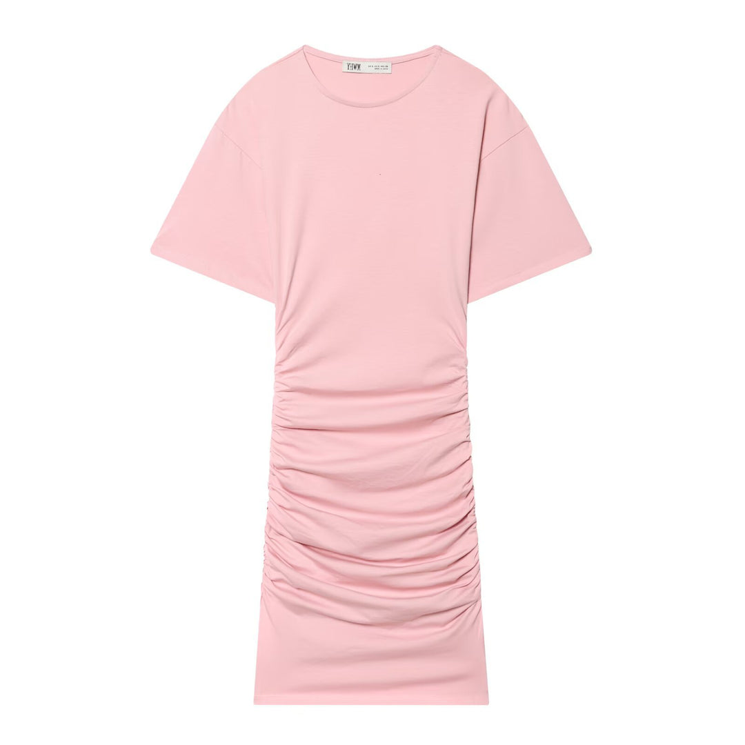 Damen Midikleid mit eleganter Raffung und weitem Kurzarm Drune