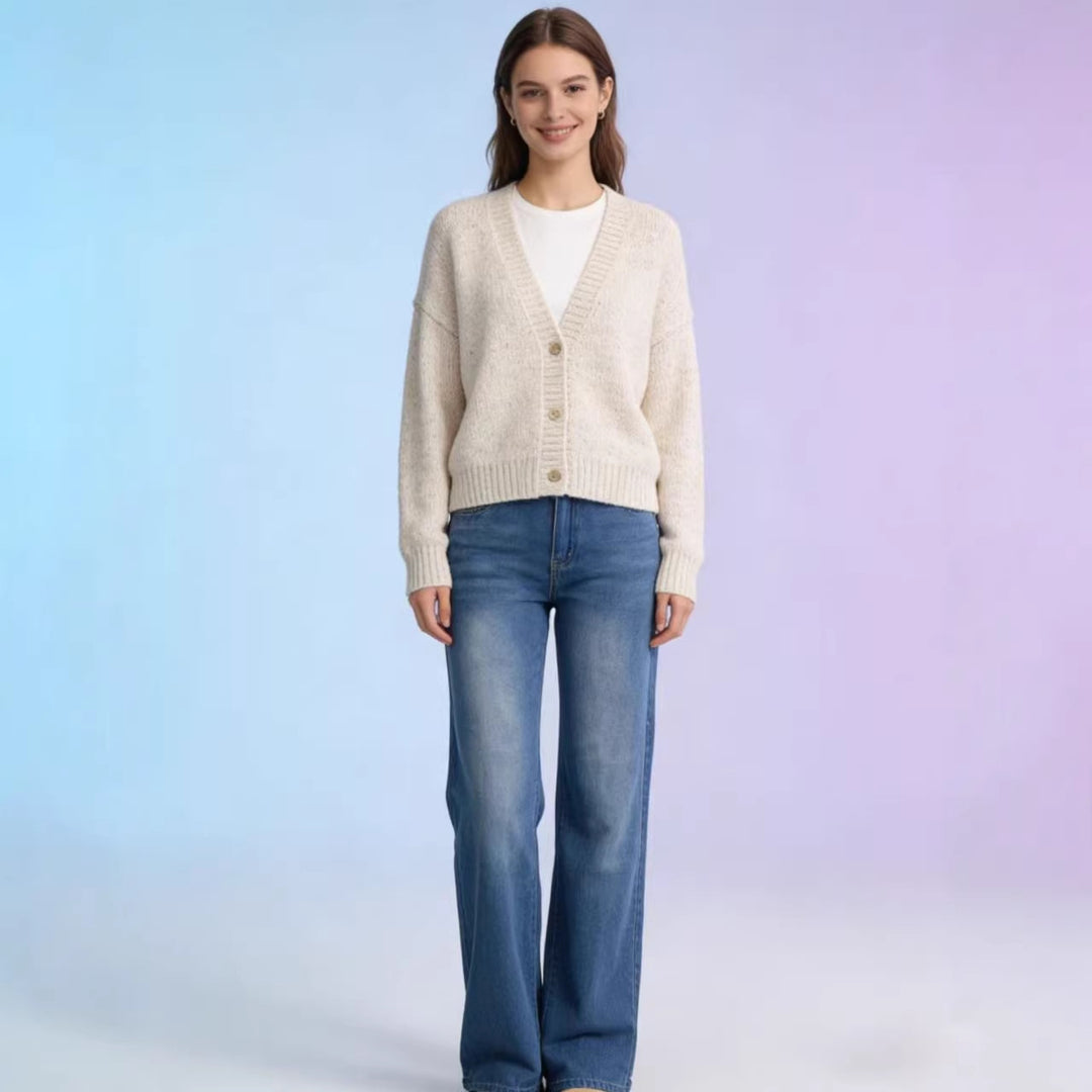 Damen nan hochgeschnittene Jeans mit schmaler Hüftpassform und weitem Schlag im Retro-Stil Drune